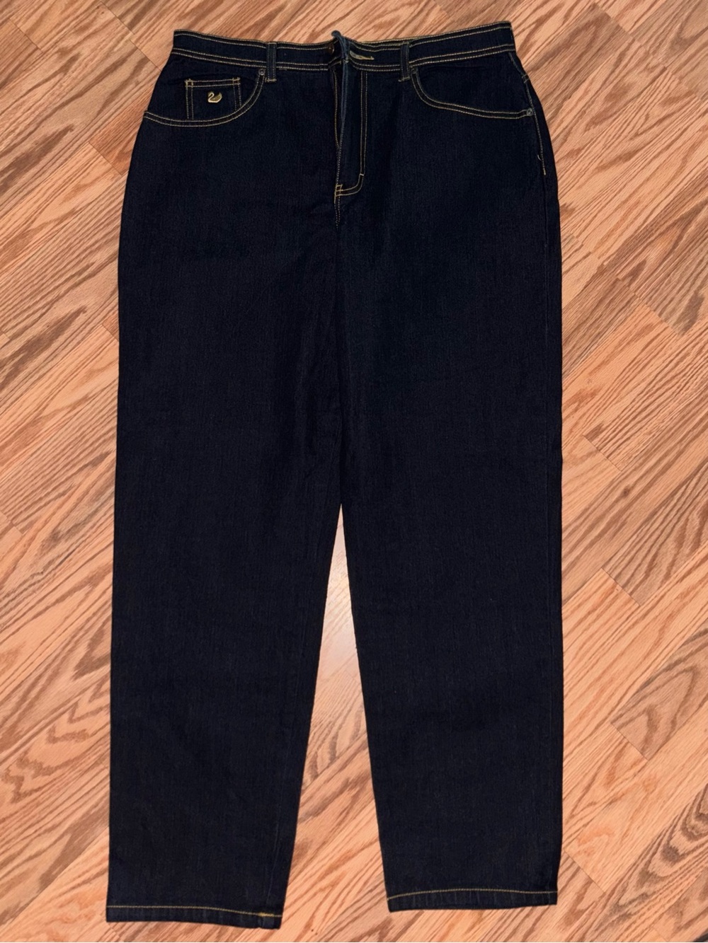 Gloria Vanderbilt Black Jeans with Yellow Contrast Stitching
